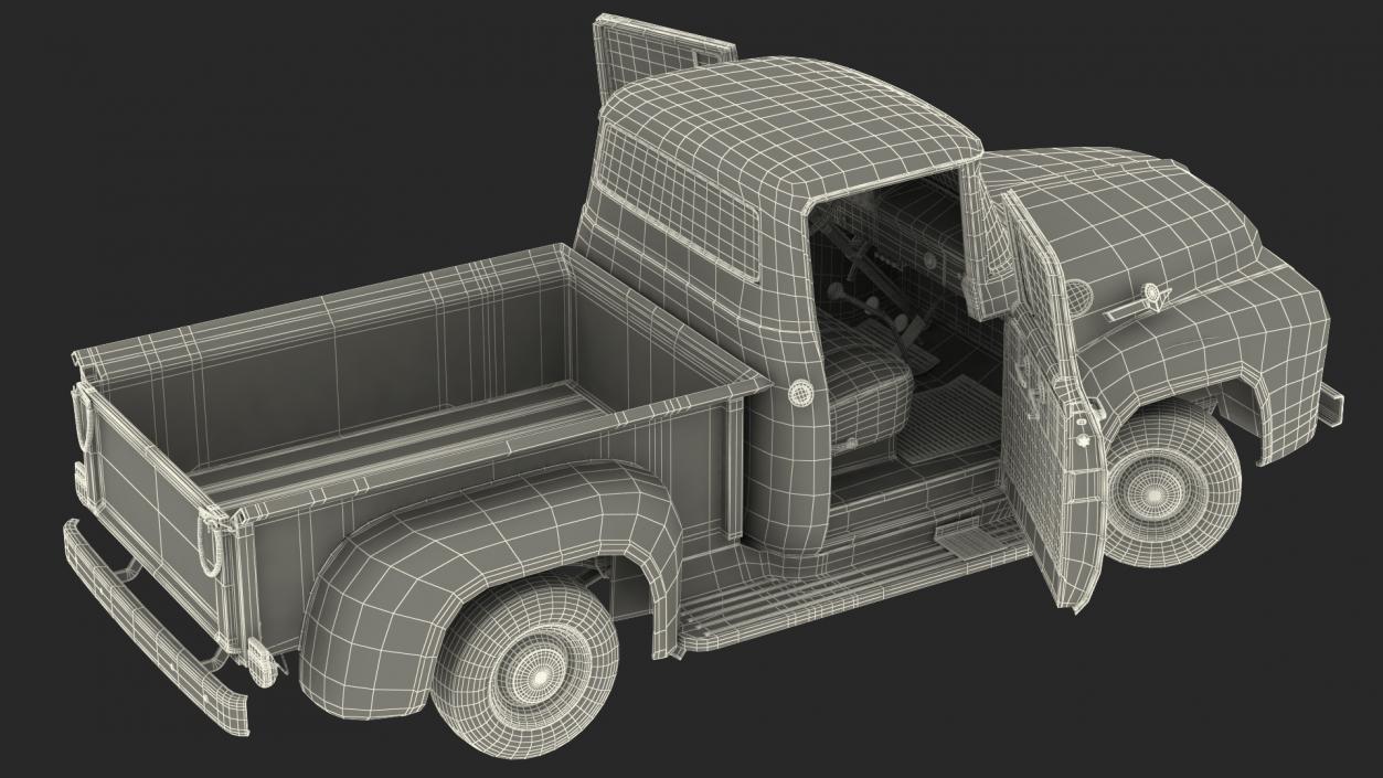 1956 Ford F100 Pickup Truck Rigged 3D model