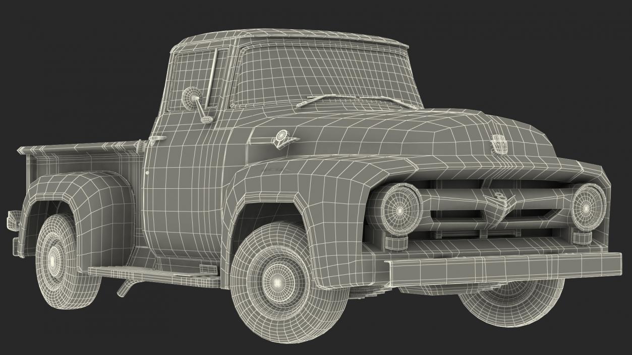 1956 Ford F100 Pickup Truck Rigged 3D model