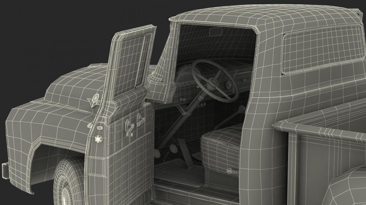 1956 Ford F100 Pickup Truck Rigged 3D model