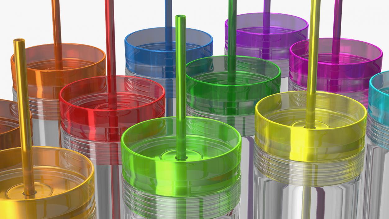 Colored Acrylic Tumblers with Lids and Straws SKINNY 3D