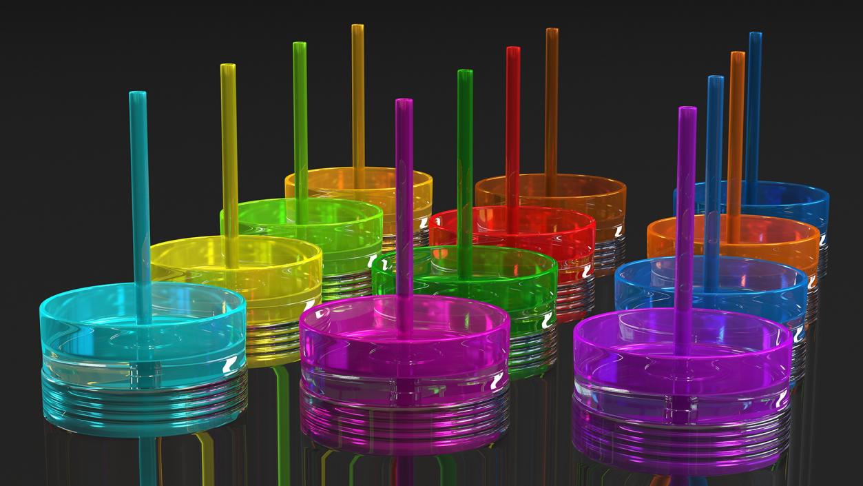 Colored Acrylic Tumblers with Lids and Straws SKINNY 3D