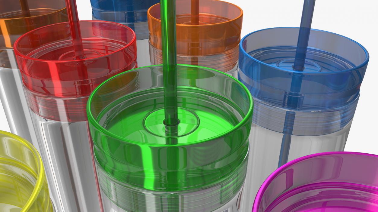 Colored Acrylic Tumblers with Lids and Straws SKINNY 3D