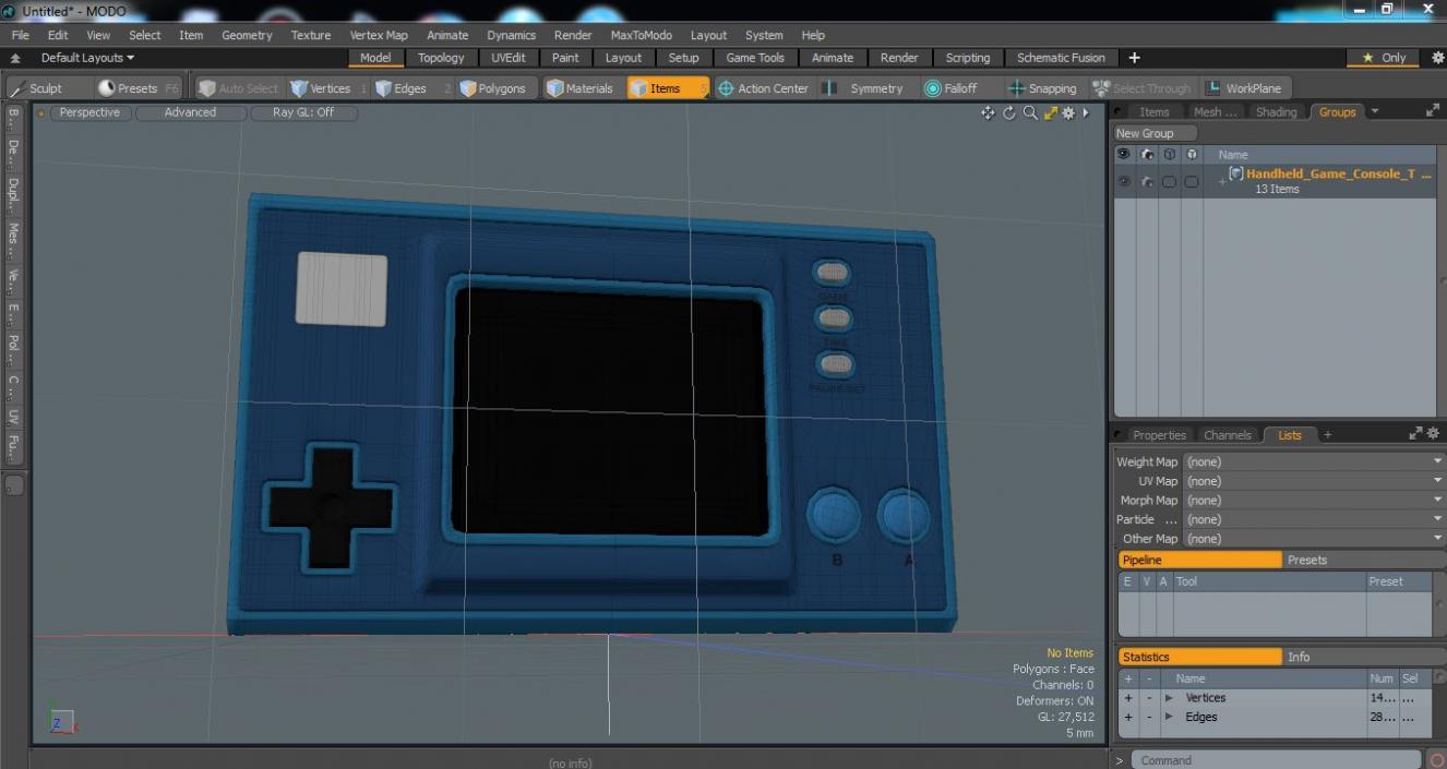 Handheld Game Console Turned Off 3D