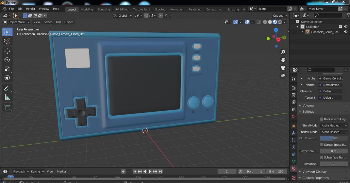 Handheld Game Console Turned Off 3D