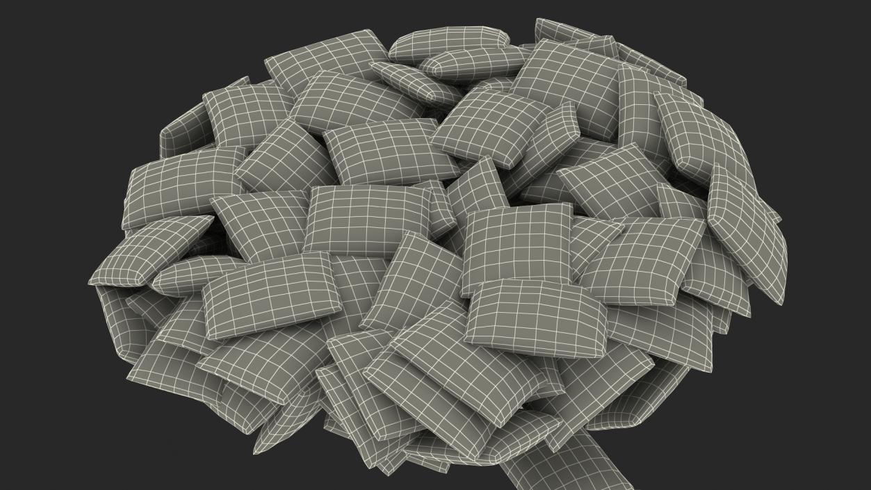 Breakfast Cereal Pads Falling into Bowl 3D model