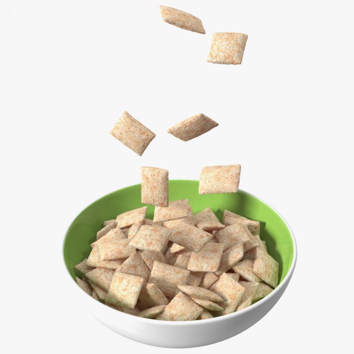 Breakfast Cereal Pads Falling into Bowl 3D model