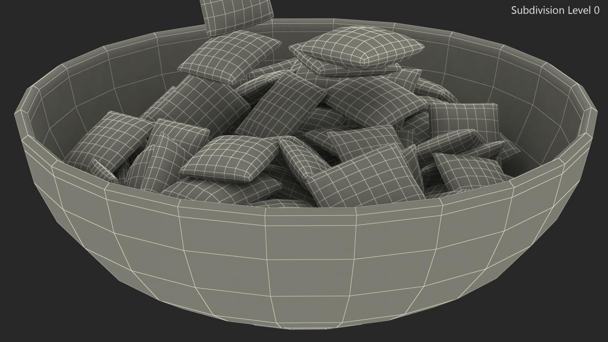 Breakfast Cereal Pads Falling into Bowl 3D model