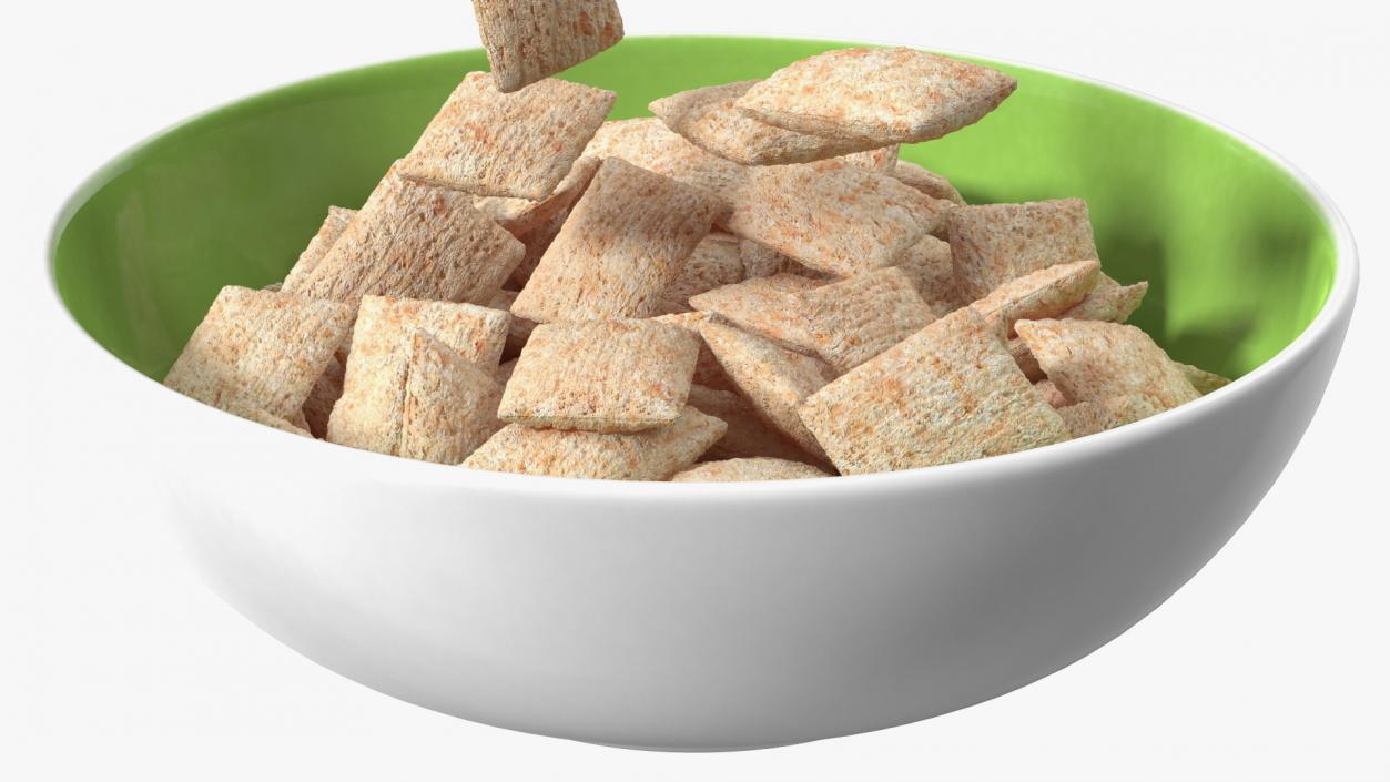 Breakfast Cereal Pads Falling into Bowl 3D model