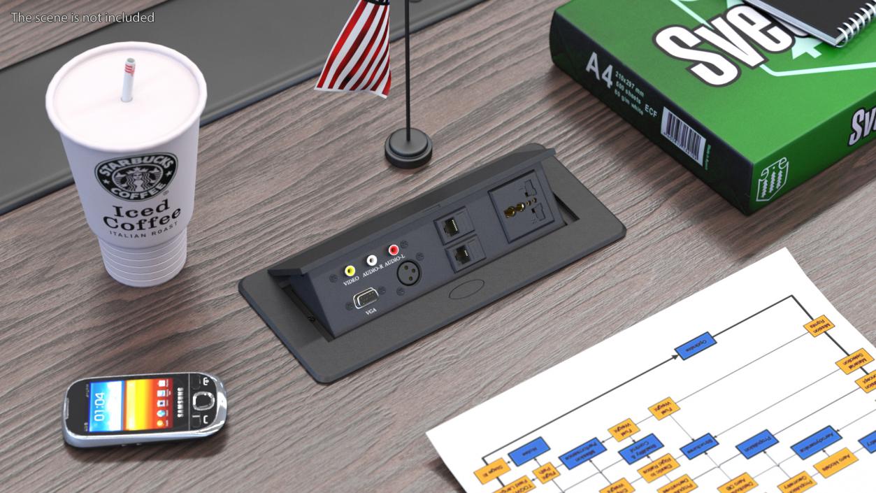 3D model Office Furniture Tabletop Switch Socket Black