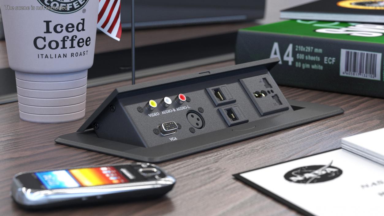 3D model Office Furniture Tabletop Switch Socket Black