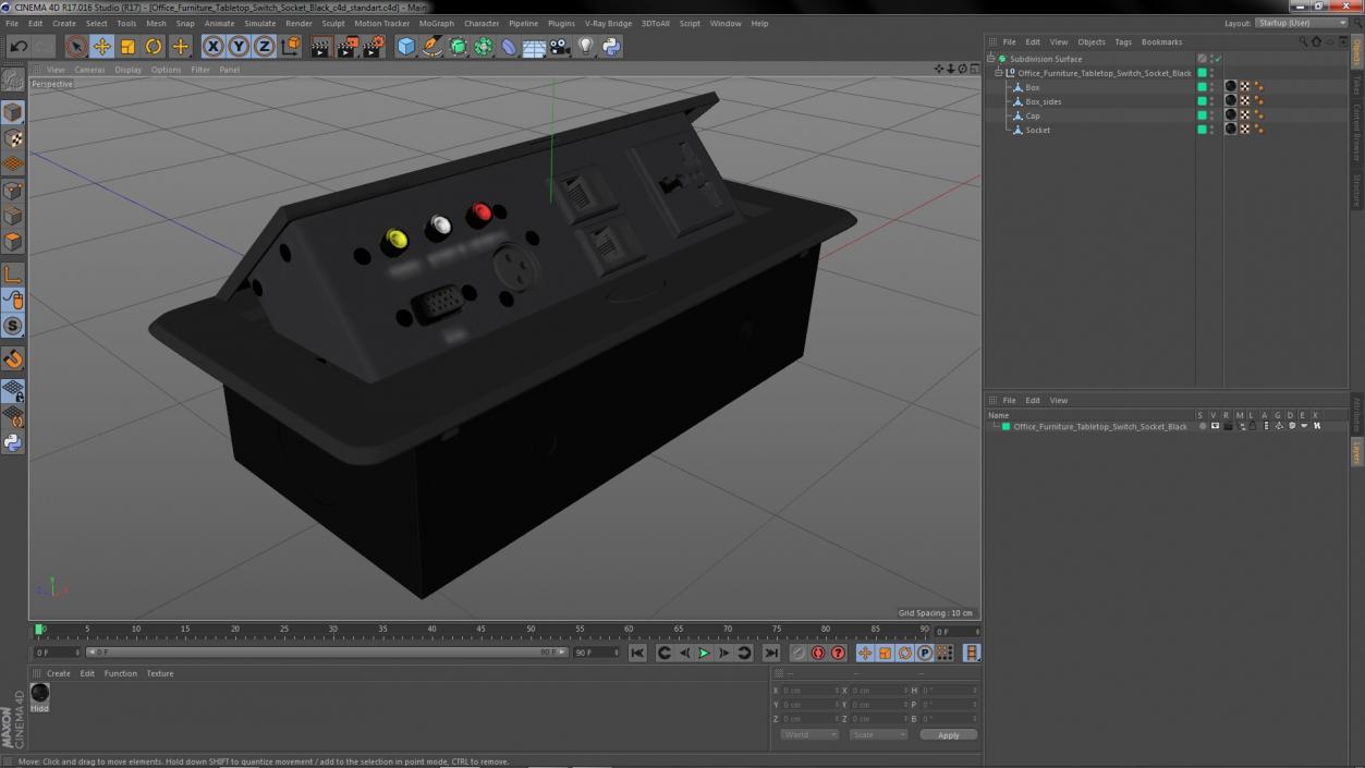3D model Office Furniture Tabletop Switch Socket Black
