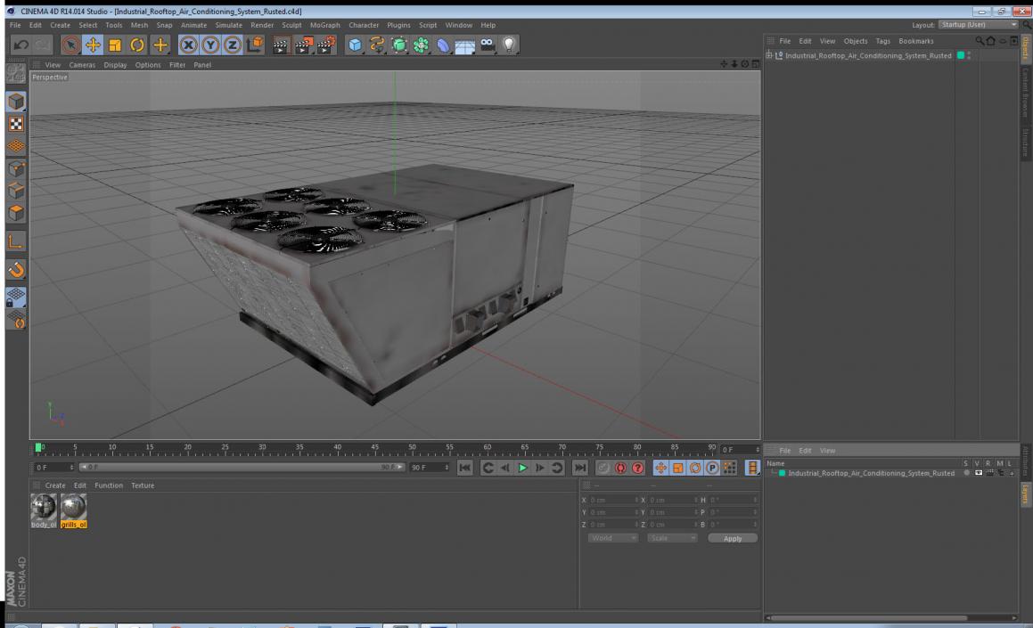 Industrial Rooftop Air Conditioning System Rusted 3D model