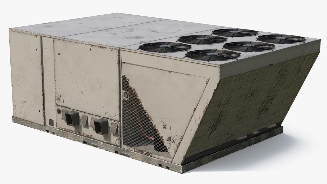 Industrial Rooftop Air Conditioning System Rusted 3D model