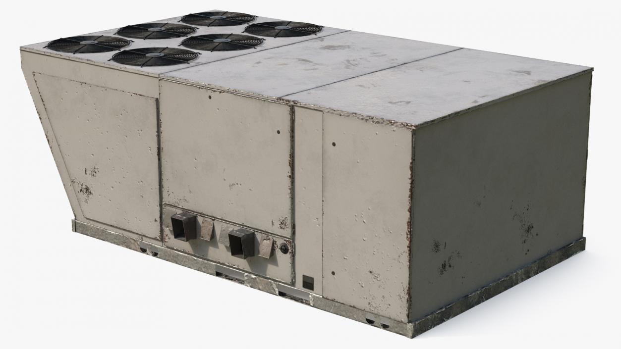 Industrial Rooftop Air Conditioning System Rusted 3D model