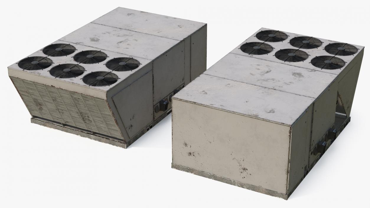 Industrial Rooftop Air Conditioning System Rusted 3D model