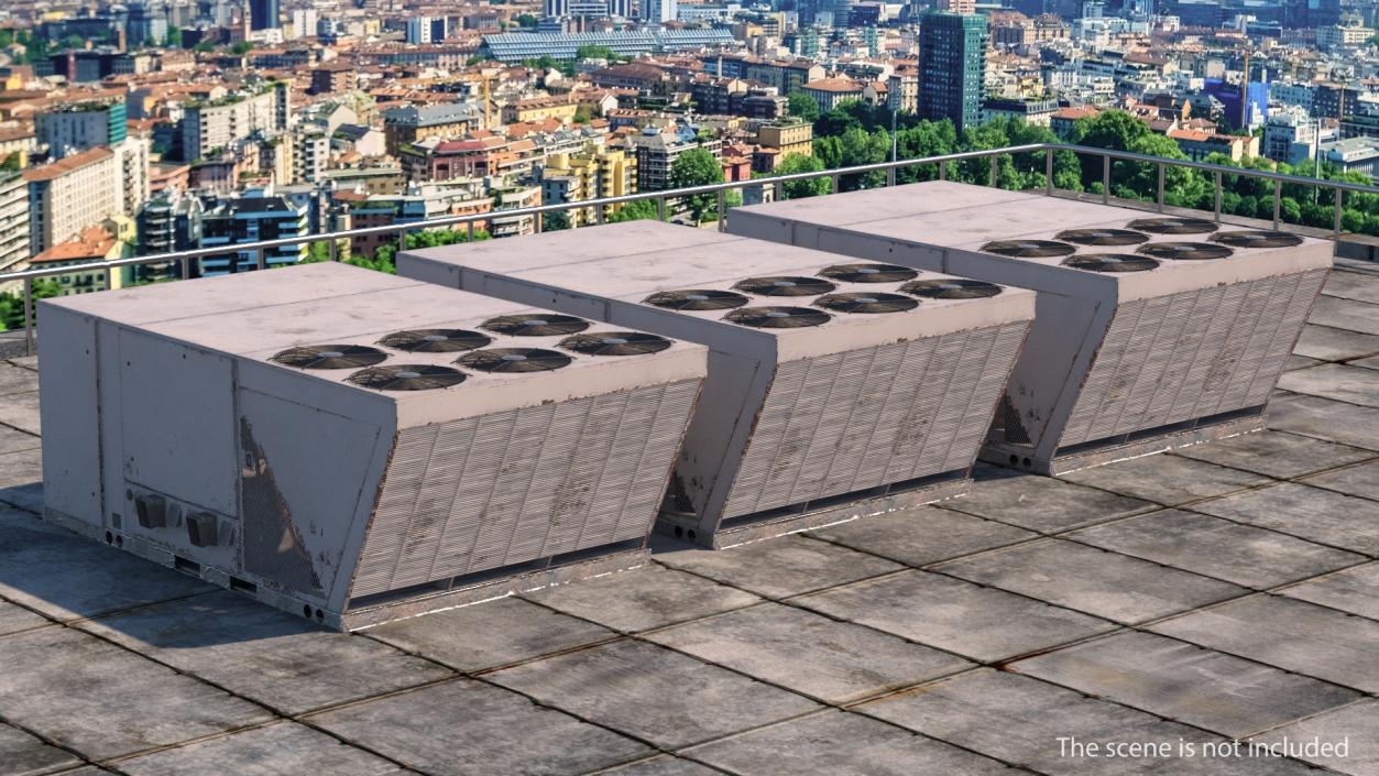 Industrial Rooftop Air Conditioning System Rusted 3D model