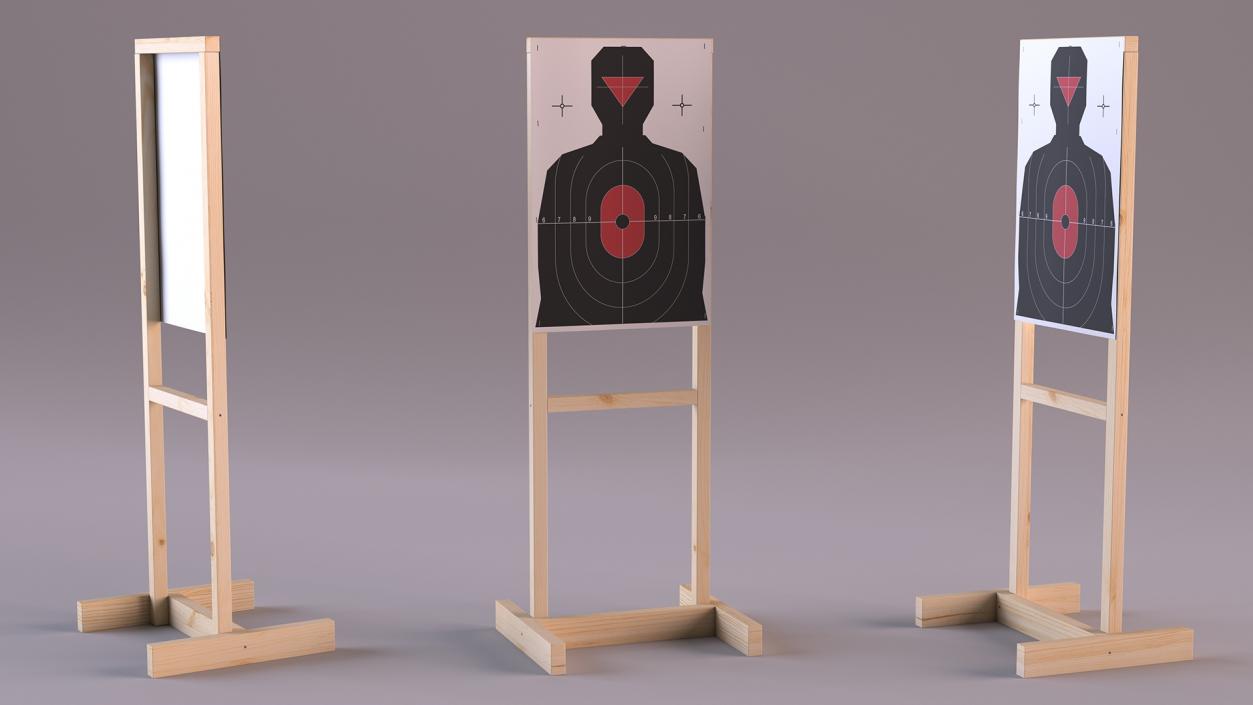 Shooting Target Silhouette Red Center 3D