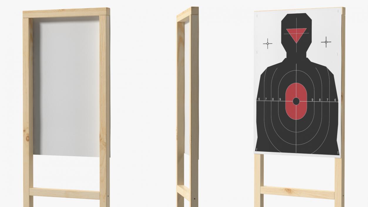 Shooting Target Silhouette Red Center 3D