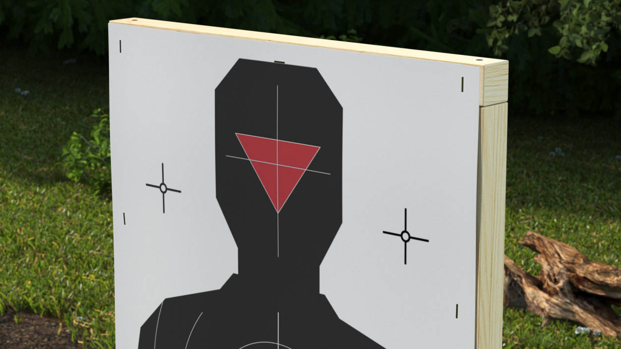 Shooting Target Silhouette Red Center 3D