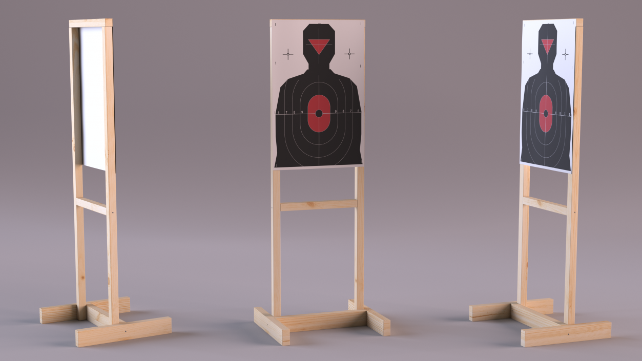 Shooting Target Silhouette Red Center 3D