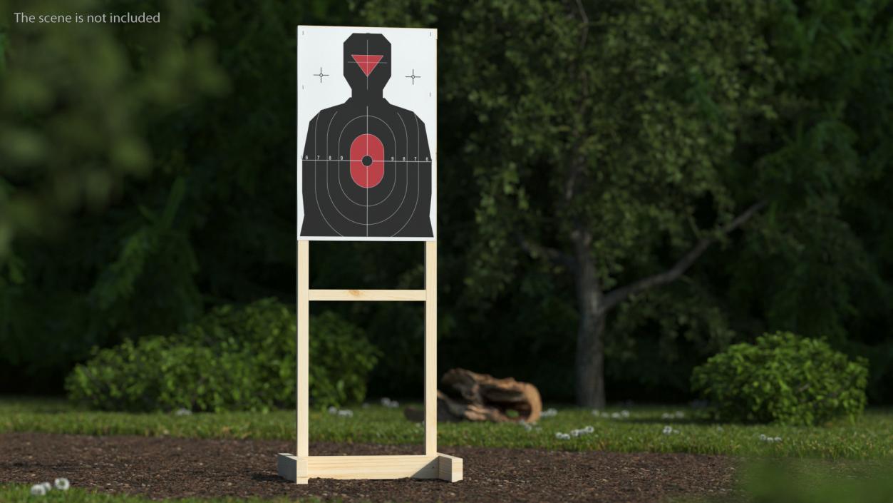 Shooting Target Silhouette Red Center 3D