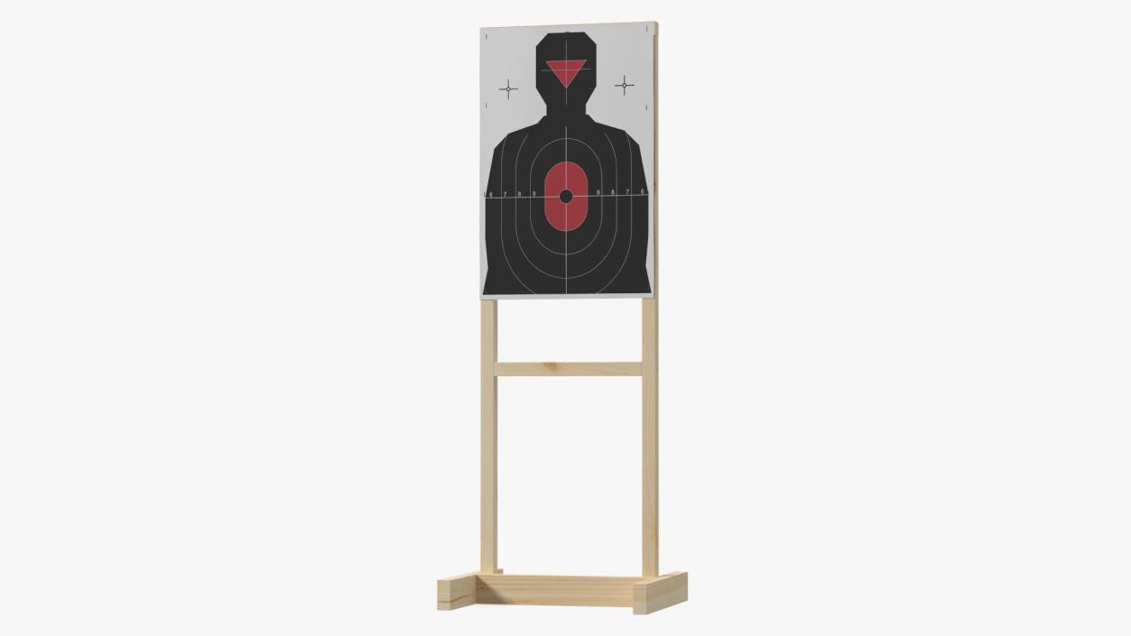 Shooting Target Silhouette Red Center 3D