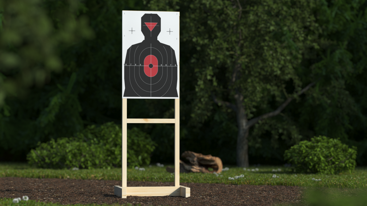 Shooting Target Silhouette Red Center 3D