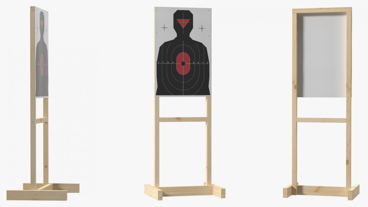 Shooting Target Silhouette Red Center 3D