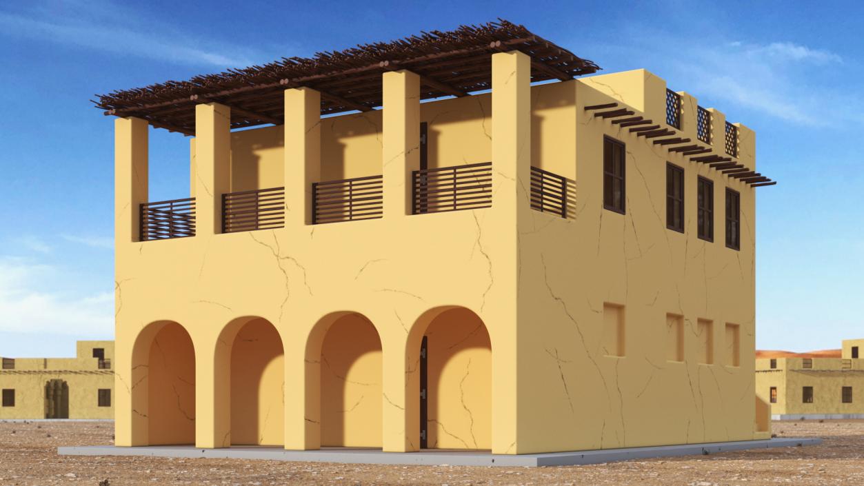 Cartoon Large Arab House with Terrace 2 3D model