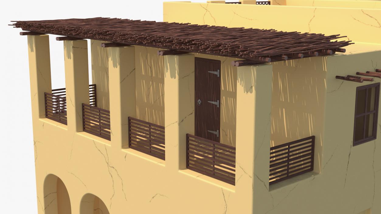 Cartoon Large Arab House with Terrace 2 3D model