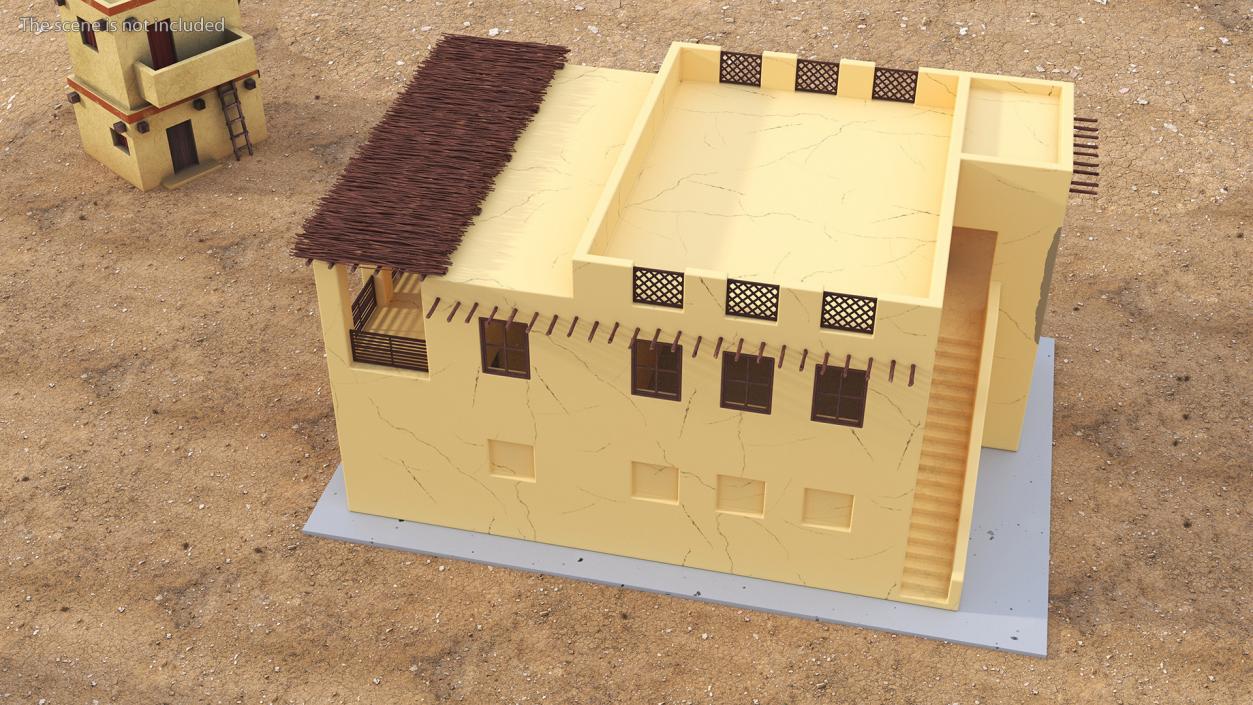 Cartoon Large Arab House with Terrace 2 3D model