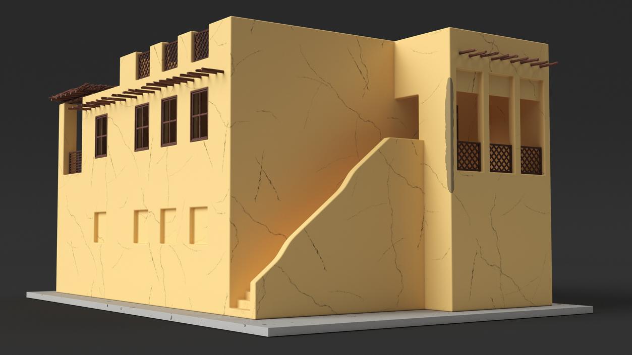 Cartoon Large Arab House with Terrace 2 3D model