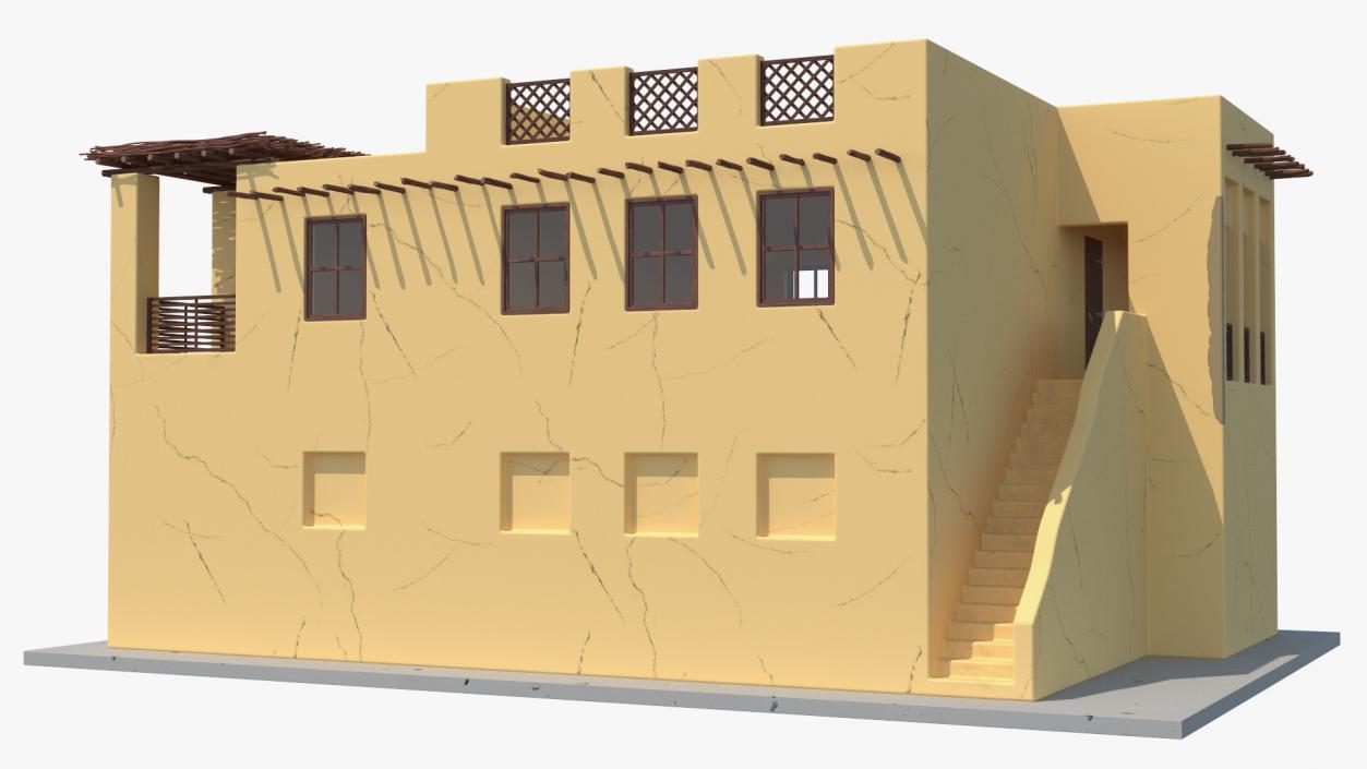 Cartoon Large Arab House with Terrace 2 3D model