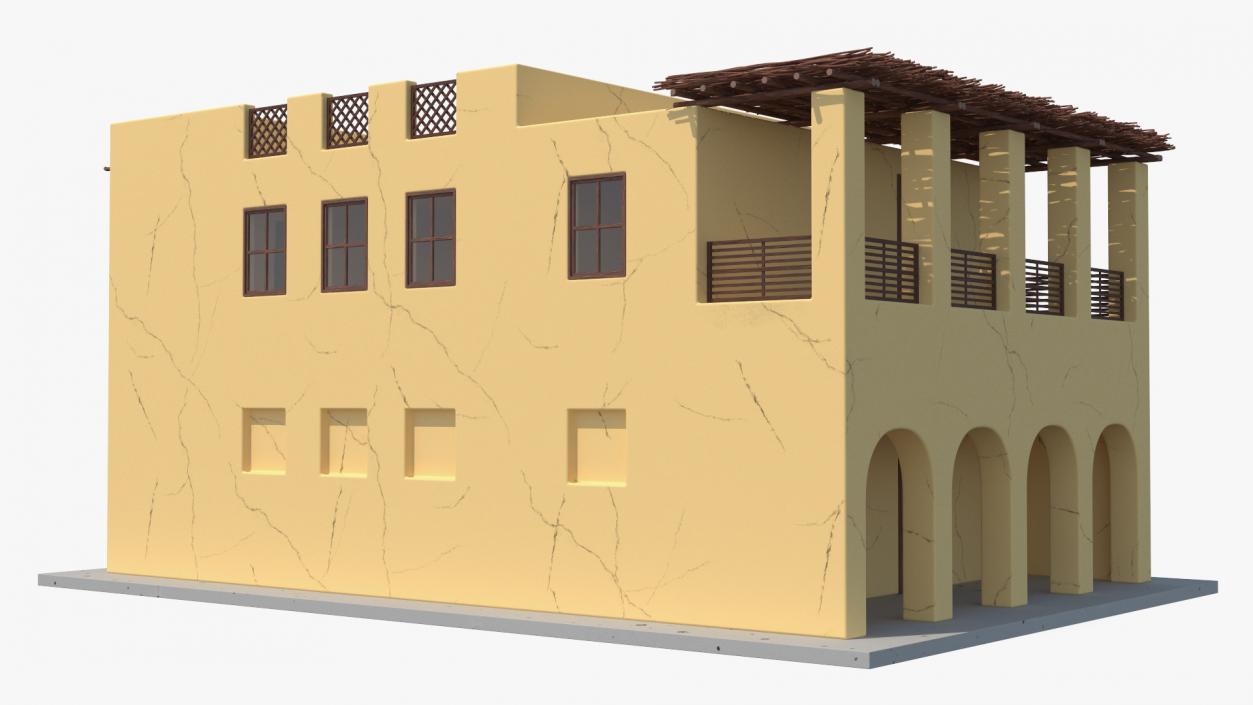 Cartoon Large Arab House with Terrace 2 3D model