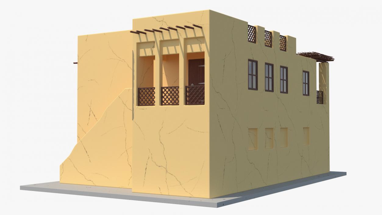 Cartoon Large Arab House with Terrace 2 3D model