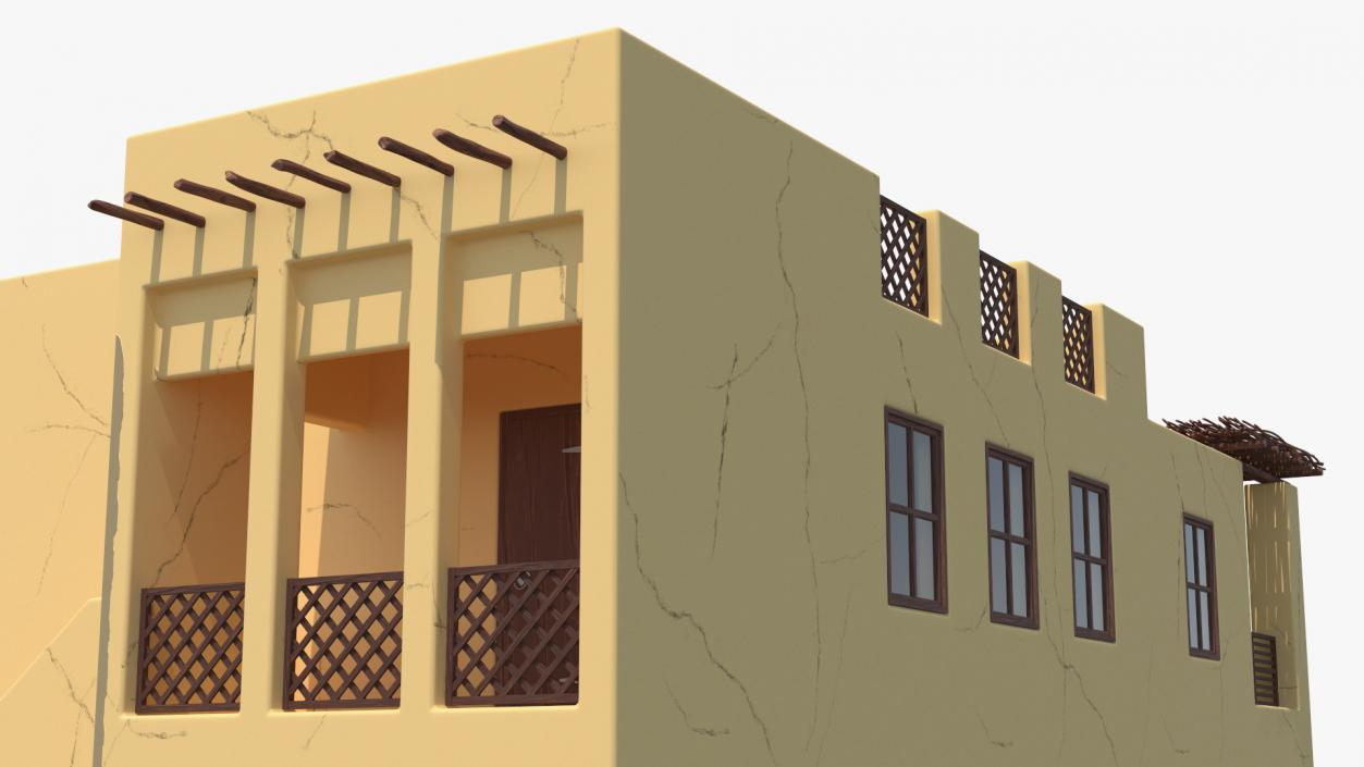 Cartoon Large Arab House with Terrace 2 3D model