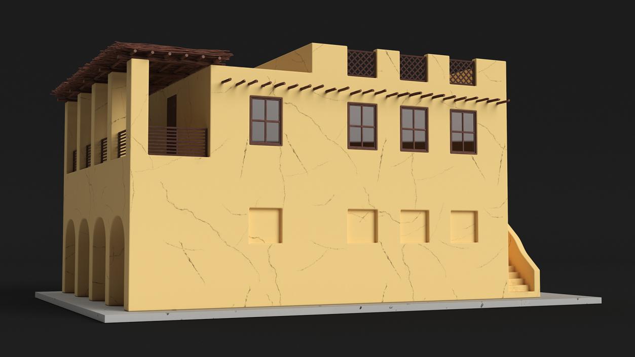 Cartoon Large Arab House with Terrace 2 3D model