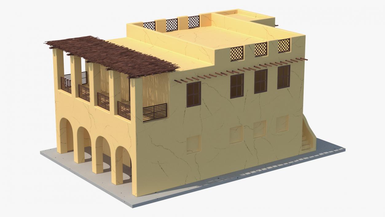 Cartoon Large Arab House with Terrace 2 3D model