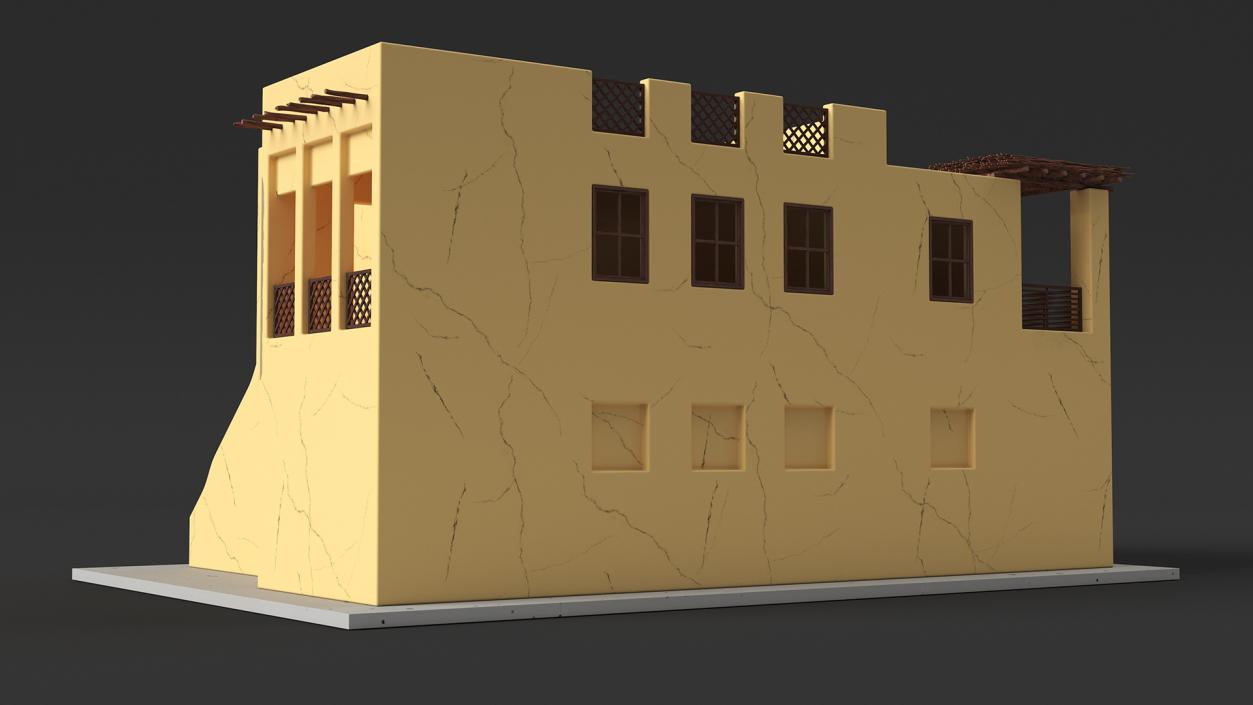 Cartoon Large Arab House with Terrace 2 3D model