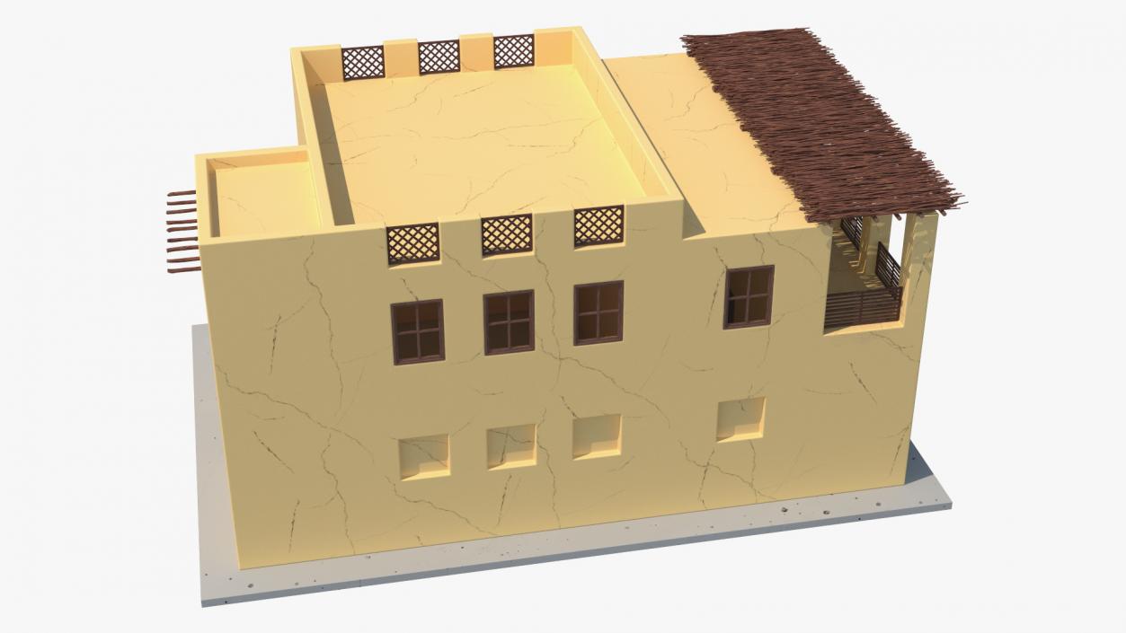 Cartoon Large Arab House with Terrace 2 3D model