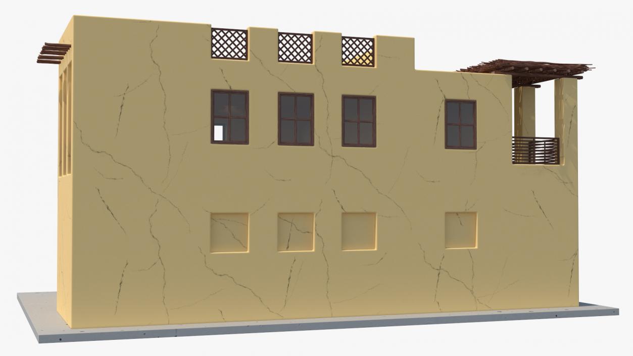 Cartoon Large Arab House with Terrace 2 3D model