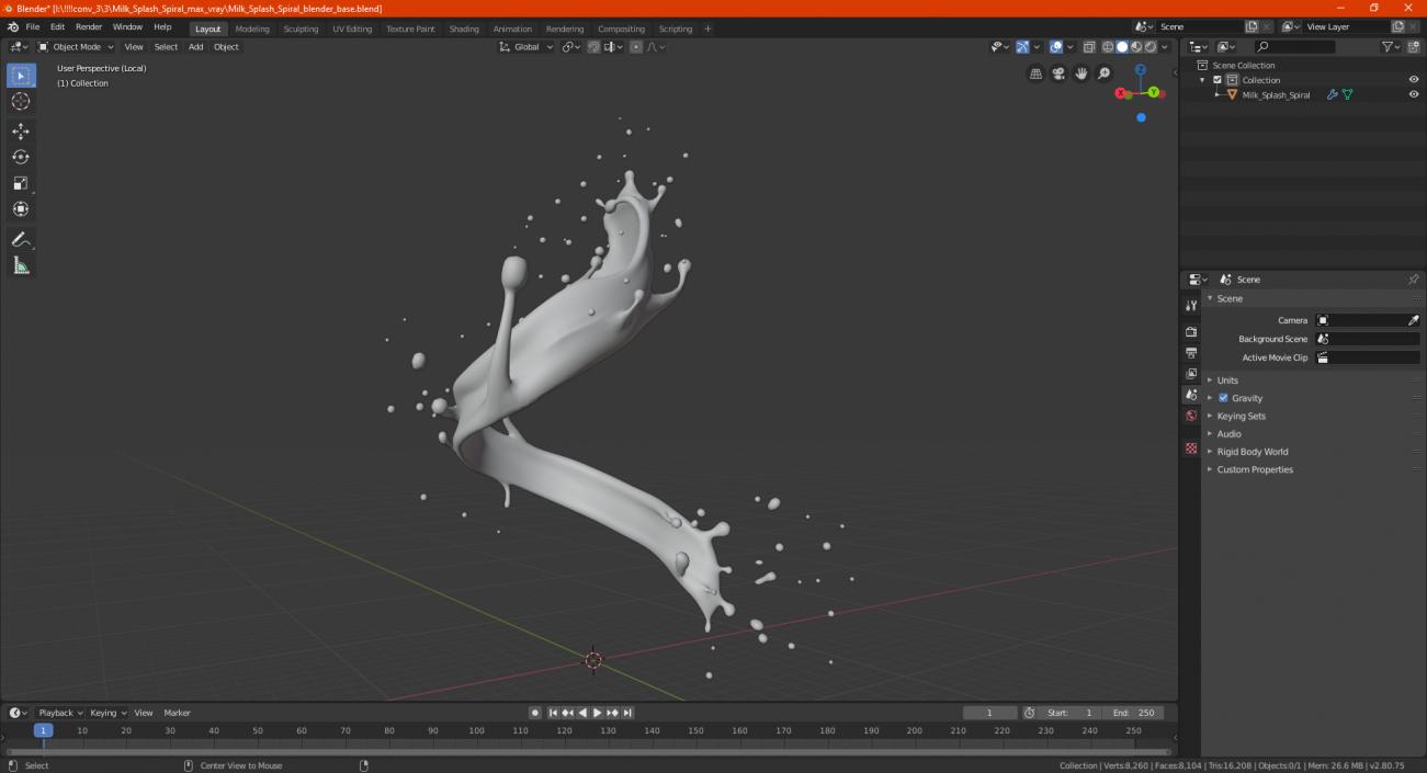 3D Milk Splash Spiral model