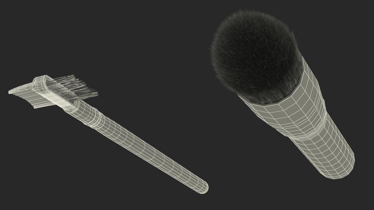 3D model Tapered Brush with Eyebrow and Lash Brush Fur