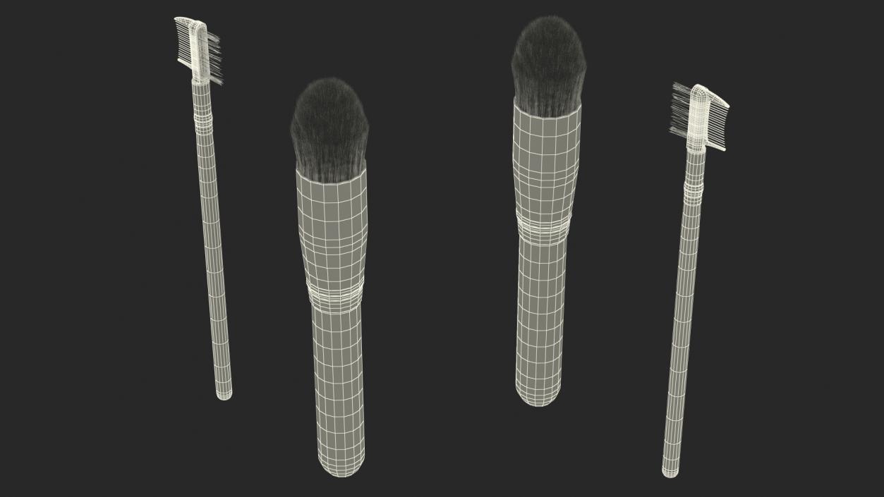 3D model Tapered Brush with Eyebrow and Lash Brush Fur