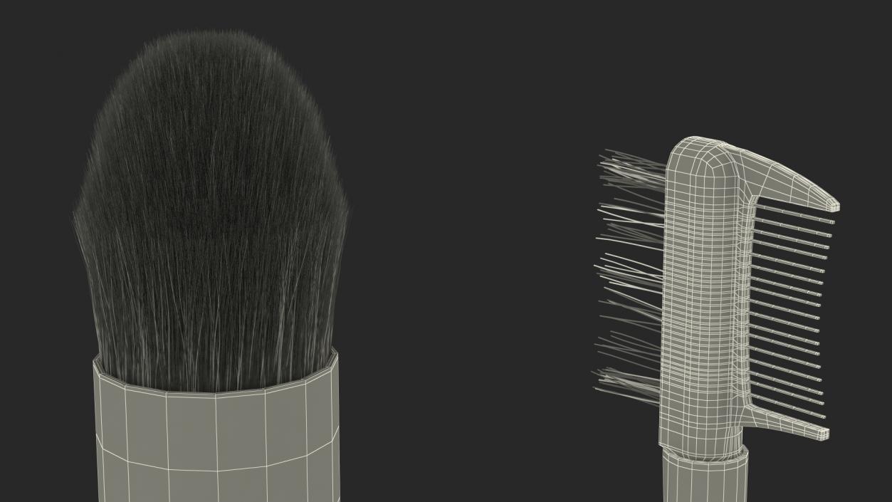 3D model Tapered Brush with Eyebrow and Lash Brush Fur