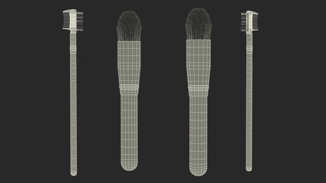 3D model Tapered Brush with Eyebrow and Lash Brush Fur