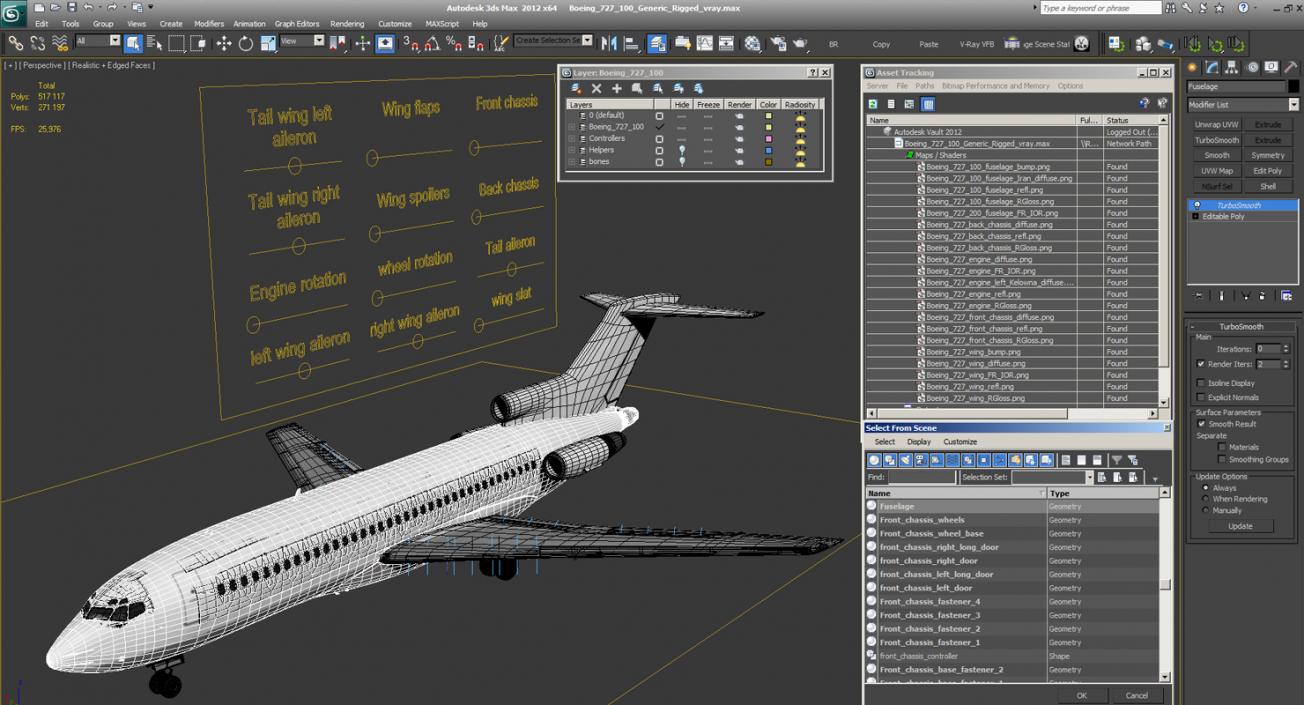 Boeing 727-100 Generic Rigged 3D model