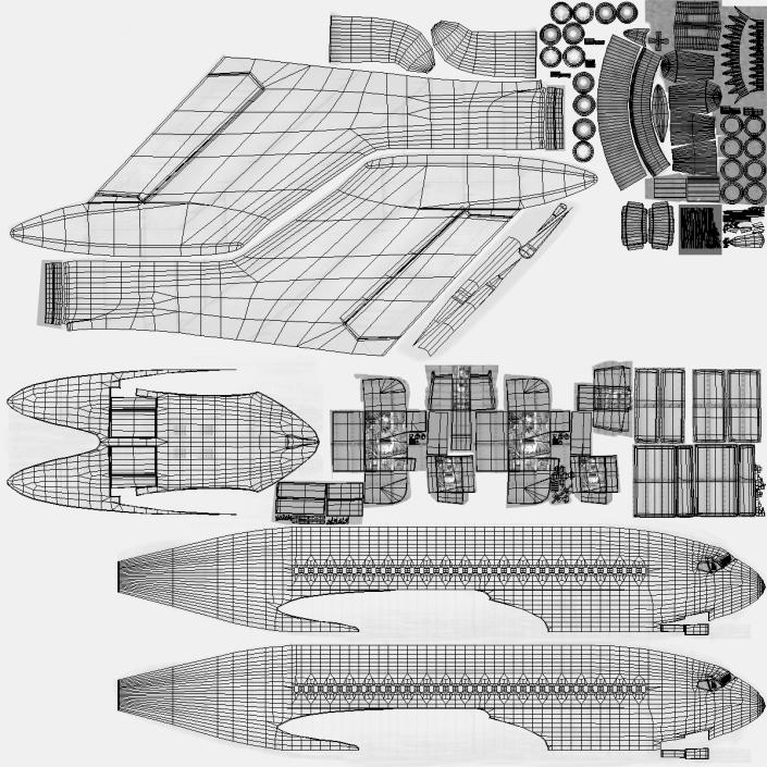 Boeing 727-100 Generic Rigged 3D model