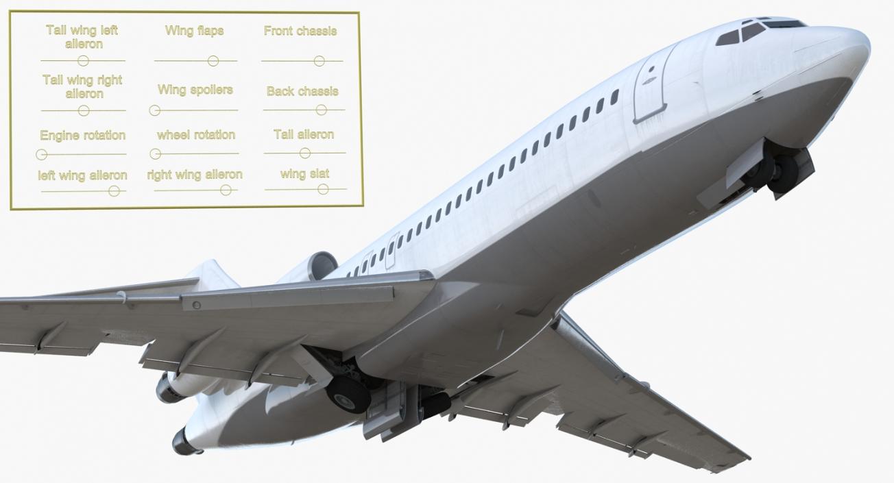 Boeing 727-100 Generic Rigged 3D model