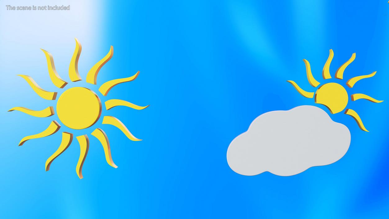 Meteorology Symbols with Sun Set 3D